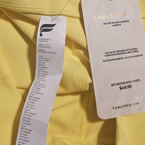Fabletics powerhold shorts. Yellow with mesh pockets New with tags .XXL/1X. - Picture 4 of 4